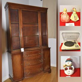 MaxSold Auction: This online auction features Dining room table and 6 chairs, Noritake Dinner Ware, Snowman Cookie Jar, Royal Doulton figurines, Kenwood Turntable, Barbie figures, Bicycles and much more!