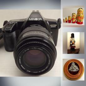 MaxSold Auction: This online auction features Cloisonne mini vases, Freshwater pearls necklace, Vintage tray lined with 6 Delft tiles, Vintage Minolta Maxxum 3000i 35mm film camera, Collectible vintage ROYAL DOULTON Christmas plate 1980, JESUS doll created in 1996 by the Ashton-Drake Galleries, RICHARD GINORI Italian China set and much more!