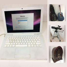 MaxSold Auction: This online auction features MacBook 1.1, Apple iPad 2 16GB, IKEA Stig Bar Height Chairs, Art Lutherie Cedar Guitar, General Electric FM AM Radio, Decorative Wood Framed Mirror, African Batik Dyed Fabric, Sheets Of 1926 Stock Certificates, Farming Vivosmart HR Watches and much more!