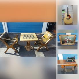 MaxSold Auction: This online auction features a vintage hand carved chest table set, vintage sewing machine, Husqvarna serger, sterling jewelry, vintage brass and leather nautical scopes, tiffany-style swag lamps, Lladro figures, DVDs, collectible eggs, cameras, Sacagawea gold dollar collection, Donner guitar with case, skateboard, Riki trailer truck box and much more!