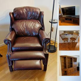 MaxSold Auction: This online auction features leather chairs, couch, Coffee Table, marble topped plant end tables, Bar Stool Chairs, Lamp, Sony TV and much more!