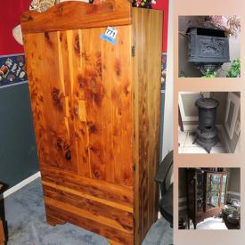 MaxSold Auction: This online auction features Mailbox, chandeliers, Vintage Dresser, Drop Leaf Table, tools, new ceiling fan, Chest, Remote Trucks, 19 inch Sharp TV, Men's Leather Jackets, Brass Ship, Antique Wash Wringer, Coal Stove, Charbroil Grill and much more!