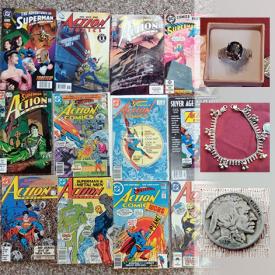 MaxSold Auction: This online auction features Trump coin, mystic topaz & sterling ring, 1954 Canadian Two Dollar Bill, Superman Comic Books, Disney Donald Duck comics, Wolfgang Puck kitchen tools, "Wolf cub" by Joe Mandur jr., Baseball Card Packs, watches, 1936 USA Nickle and much more!