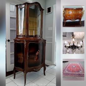 MaxSold Auction: This auction features Antique Needlepoint Chair, Royal Crown Derby
Tea Set, Sterling Silver, Commode, Antique Secretary Table, Large Persian Rug, Vitrine / Cabinet, Wedgwood Dessert Set, Limoges Platters, Shelley Porcelain, Antique Needlepoint Footstool, Jobmate Saw and much more!