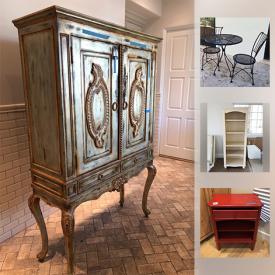 MaxSold Auction: This online auction features home furnishings, furniture, bistro/patio furniture, shelving, artwork, and much more.