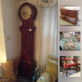 MaxSold Auction: This auction features Bakers Rack, Kitchen Island, Frigidaire electric stove, Watercolour by Sue Quarles, Sideboard, Sterling Silver, Patio Furniture, Early Grandfather Clock, Soapstone Goose, Glass Top Coffee Table, Framed Print Of Bobby Burns, Wooden Dresser, and much more!