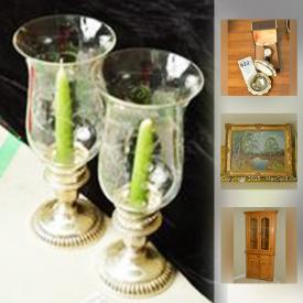 MaxSold Auction: This online auction features Birks sterling candle holders, reclining chair, buffet and hutch, glass topped table and chairs, costume jewelry, vintage watches, art, stereo, etched glassware, Cristal D Arques, console table, Wedgwood, anniversary clock, china, mirror, lamps and much more!