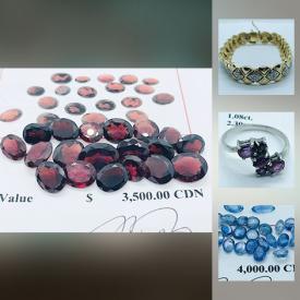 MaxSold Auction: This online auction features JEWELS AND JEWELRY: Opals; blue, pink purple and yellow Sapphires; Peridots; Emerald; Aquamarines; Ruby; Garnets and Amethyst. As well as a silver and yellow gold cz diamond bracelet and a 1.08 ct tcw. . 925 purple Ruby ring and much more!