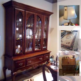 MaxSold Auction: This online auction features china cabinet, Lennox and Spode china, chest, brass lamp, silverplate, art, Wedgwood, sterling silver candelabras, ceramic pottery, secretary, dropleaf table, rug, coffee table, yarn, bookcase, exercise equipment, afghans, Frabel, linens, headboard and frame, Bissell vacuum, cookie molds, Le Creuset, pots and pans, glassware, semi-precious stone, metal shelf, blender, kitchen items and much more!