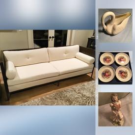 MaxSold Auction: This online auction features Boiler And Co. Classic Sofa, Delft Blue Plate, Vintage Belleek swan, Brass Bankers Lamp, Aynsley Fine English Bone China 4 Coasters, Tengra Figurine and much more!