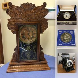 MaxSold Auction: This online auction features a chess set, clocks, watches, coins, vintage cameras, service medals, jewelry, paper money, figurines and much more.