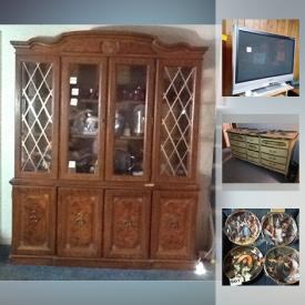 MaxSold Auction: This online auction features glassware, china, collector plates, wall art, microwave, speakers, sports equipment, camera equipment, records, jewelry, shelving, ladder and much more.