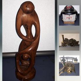 MaxSold Auction: This online auction features fishing lures, carvings, watches, vintage barware, wall art, luggage, Robo Mops, globe, ice fishing rod, jewelry and much more.