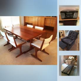 MaxSold Auction: This online auction features Teak Dinning set, corner tables, Nordic Trac Treadmill, Bissell vacuum, patio furniture, framed pictures, lamps, crystal and much more!