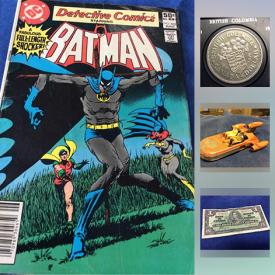 MaxSold Auction: This online auction features 1937 Canada One Dollar Note Bill, 1918 Canada Silver Half Dollar Coin, 1995 Star Wars Princess Leia Action Figure, 1977 Star Wars Land Speeder, Robert Bateman Prints Hand Painted Touches By Artist, Royal Doulton Bunnykins Trio Childs Breakfast Set, 1964 USA JFK Silver Half Dollar Coin, 18k Gold Filled Amethyst Ring, Antique Worlds Navy Large Tobacco Tin, DC Comics Detective Batman 503, Polk Shelf Speakers, Antique Art Crafts Brass Perkins Hanging Light, Antique Print Curries Ives Little Flower Girl, Royal Albert Old Country Roses Massive Vase and much more!