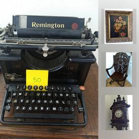 MaxSold Auction: This online auction features Antique Remington Typewriter, Fabric wall hanging, prints, Philips HD TV, Antique wooden carved chair, Antique Clock, Anti Gravity Chair, Kenmore freezer, Tapestry and much more!