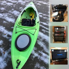 MaxSold Auction: This online auction features Drop Leaf Dining Table, Prodigy 100 Kayak, Blenko Apples, Leaded Glass Bookcase, Waterford Lismore Cake Server, Sanyo TV, Singer Tradition 2277 Sewing Machine, Lingerie Chest, KitchenAid Professional HD Mixer, Husky Tool Chests, MCM Media Console, Curio Cabinet and much more!