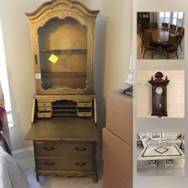 MaxSold Auction: This online auction features Bamboo wooden console, Acadian Oak Wood 9 Piece Dining Set, Wall Clock, Miami Dolphins Collectible Playbooks, Belleek China, Venus Statue, Entry Cabinet Granite Top, Weslo Treadmill, Honeywell Envirocaire 50250 Air Purifier, Samsung TV and much more!