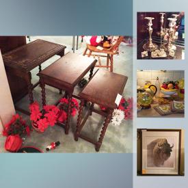 MaxSold Auction: This online auction features Croquet set, Mark Twain Works, Petite Point Picture, Antique Nesting Tables, Limoges Miniatures, Silver Pl Candle Sticks, Mikasa Silk Blossoms Serving Ware, Christmas Tree, Ornaments, Antique Yellow Glass Cookie Jar, Robert Bateman print Buffalo and much more!