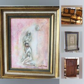 MaxSold Auction: This online auction features Oil on Canvas Painting, Antique Federal Mahogany Wood Framed Mirror, Original Antique Eastlake Parlour Furniture, Antique Indian Mughul Silk Painting, Le Creuset Flame Fondue Saucepan/Pot, Antique c. 1830 Miniature Gold Foil Stendhal Booklet, Signed Caithness Art Glass Bud Vase, Antique Gilt Gesso Empire Buffet Mirror and much more!