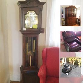 MaxSold Auction: This online auction features mirrors, lamps, shelving, wall art, costume jewelry, china, grandmother clock, outdoor furniture, stairlifts, tools and much more.