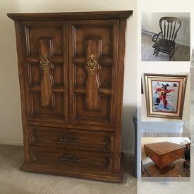 MaxSold Auction: This online auction features Mid Century Modern Cabinet, Stenciled Rocking Chair, Sewing Table, Singer Sewing Machine, Ashley Couch, Morris Katz Original Painting, Pyrex, Serving Ware, Rosenthal China, Vintage Victor Cash Register, Vintage Secretary Desk and much more!