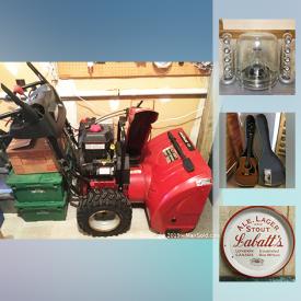 MaxSold Auction: This online auction features a pressure washer, Workmate bench, Electric lawnmower, extension ladder, snowblower, Wade miniatures, die cast cars, Labatts bar decor, Yamaha acoustic guitar, mid century bedroom furniture, Sentry safe, costume jewelry, vintage massage chair, Budweiser collectible beer steins and more.