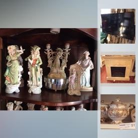 MaxSold Auction: This online auction features bone china, antiques, mink coat, garden ornaments, silverplate, Dancing Ladies statues, plant stand, tea trolley, tea sets, large mirror, china cabinet, Limoge, Paragon, Royal Doulton and Goebel figures, ceramic figurines, candleholders, clocks, rooster and hen collection, bakeware, houseware, Kitchenaid pots and pans, Staffordshire china, TV, occasional table, Pfaff serger, faux fur jackets, electric fireplace, Spode tea pot, assortment of mirrors, bathroom cabinet and much more!