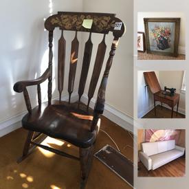 MaxSold Auction: This online auction features Singer Sewing Machine, Vinyl MCM Style Sofa, Vintage Circular Tea Table, Vintage Dolls, Vintage Office Machines, Mosler Safe, Storyline Cottage Dresser, Mid Century Modern Style Dresser, rocking chair and more!