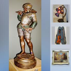 MaxSold Auction: This online auction features sculptures, chandelier, wall art, glass decor, electric guitar, violin, lamps, vintage decor and much more.