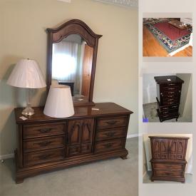 MaxSold Auction: This online auction features Area Rug, Wooden coffee table, Wall Mirror, Asian Motif Credenza, Marble and bronze lamp, Silk Screen Art, Curio Cabinet, Sterling Silver, Jewelry Cabinet, Royal Doulton Glamis Thistle and much more!