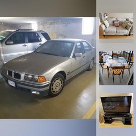 MaxSold Auction: This online auction features a 1996 BMW 318i, tools, shelving, china, crystal, glassware, wall art, mirrors, flat screen TV and much more.