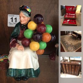 MaxSold Auction: This online auction features prints, Royal Doulton Figurines, Sebastian De Lorraine Wooden China cabinet, Wedgwood, Royal Doulton Toby mugs, Silver plate flatware set, Nutri Ninja, Limoges for Murray K. Limited Dishes, Royal Albert china, Wool area rug and much more!