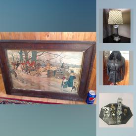 MaxSold Auction: This online auction features Jewelry: New and used - bracelets, rings, necklaces. Art: Antique hunt prints, watercolours, oils. China: Tea cups sets. OUTERWARE: Men's and women's coats and jacket and much more!