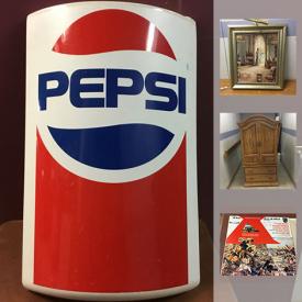 MaxSold Auction: This online auction features Vintage Army Stretcher, Vintage Pepsi Sign, Mid Century Teak Style Cabinet Stereo, Antique Gateleg Dropleaf Table, Vintage Orca print by Huibert Van Drimmelen, New In Box RC Vehicle, Record LPs, Sex In The City Perfume, Wooden Sailboat, Cracked Canoe Beer Advertising Sign, Electric Fireplace, Entertainment Stand, Antique Occasional Table, Coke Coca Cola Collectibles, Vintage Cheque Protector Machine and much more!