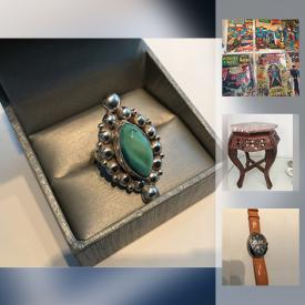 MaxSold Auction: This online auction features Comics; Jewelry - vintage, sterling and pearls; Sterling knife set; vintage dresser set in original box; Books - Reference for collectors and art books; Stamps and much more!