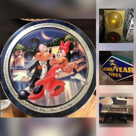 MaxSold Auction: This online auction features Disney Collector Plates, Plastic Storage Totes, Streetlight Red Yellow Signal, Beanie Babies, RCA Victor Television, Furby Toys, Disney Mickey Mouse, Purses, Luggage, Metal Service Station Signs, Barbie Dolls, Star Wars toys and much more!