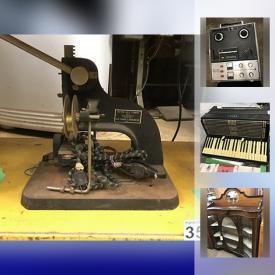 MaxSold Auction: This online auction features vintage equipment, accordions, amplifiers, lamps, greeting cards, antique furniture, horse saddle, vintage glassware, display cabinets, luggage cart, stamps, dolls, suitcases and much more.