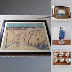 MaxSold Auction: This online auction features ART: A.Y. Jackson hand signed print, Mennonite scene Folk Art Painting, A.J. Casson signed print, Old Nautical Painting, Old Porcelain Figures, Signed Ltd Ed Books, Asian Pots, Mechanical music box and much more!