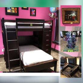 MaxSold Auction: This online auction features Bunk Bed, dishes, Entry Table, modern art sculpture, Mirror , blankets, Bed Spreads, tent, Air Hockey Table, Printer and much more!