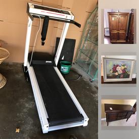 MaxSold Auction: This online auction features wall art, lamps, clocks, light fixtures, china, glassware, fireplace tools, books, stuffed animals, treadmill and much more!