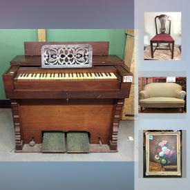 MaxSold Auction: This online auction features Retro Sofa Frame, Retro teak Arm Chair, Victorian Sofa, Solid Mahogany Sideboard, Fireplace mantel, Small waterfall Armoire, Oil Painting, Secretary desk with bookcase, Matthew collectible doll and much more!