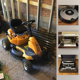 MaxSold Auction: This online auction features a Cub Cadet lawn mower tractor, electric blower, power tools, yard tools, outdoor items such as patio furniture and garden games, Janome sewing machine, dehumidifier, furniture such as a desk, cupboard, folding table, retro display cabinet, bar stools, bed, LaZboy recliner, desk, Roomba vacuum, linens, bathroom items, electric bed, kitchen items, small kitchen appliances, art, glassware, oil lanterns, Minton china, floor mirror, Palliser three seater sofa and much more!