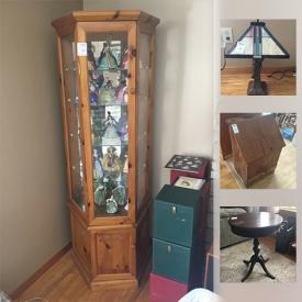 MaxSold Auction: This online auction features Stained Glass Table Lamp, Electric Fireplace, Cabinet, Quilt Rack, Team Canada Pin Collection, Mini Fridge, Microwave, Antique Iron, Peter Rabbit Dishes, Anne of Green Gables doll, Armoire, John Wayne Memorabilia, Beanie Baby Bears, Barbies, Blue Jays Memorabilia, and much more!