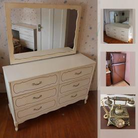 MaxSold Auction: This online auction features Adams Furniture Co. Limited Dresser, cabinet, Homelite Electric Blower, bowls Pfaltzgraff, Signed Oil On Canvas, 1950s Japanese Kent "Harvest" China, lamps, Wood Side Table, Brass-Like Rotary Phone, Underwood Typewriter and much more!