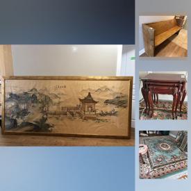 MaxSold Auction: This online auction features Church Pew, Framed Art , Dining Suite, Queen Bed, Kitchenware, Tea Cups, Cookware, Lamps, Rugs, HP Laptop , Art Shoppe Cabinets , Nesting tables and much more!