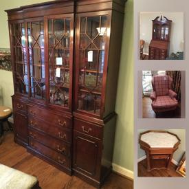 MaxSold Auction: This online auction features Chair, Pennsylvania House wooden side table, Patio Table And Chairs, Baptismal Fount, Drexel Sideboard, Soda Stream, Piano, Luggage, Wood Office Desk, Tool Bench and much more!