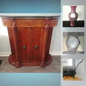 MaxSold Auction: This online auction features Entry way shelving, Accent vase, Gold plated necklace, purses, Jewelry, Stereo and speakers, Picture and much more!