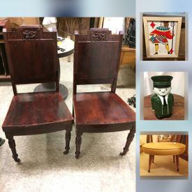 MaxSold Auction: This online auction features furniture such as dining chairs, stools, and shelving, vintage ceramics, stoneware, crafting supplies, kitchenware, glassware, books and much more!