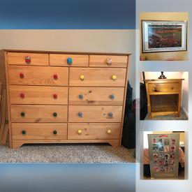 MaxSold Auction: This online auction features September 11 Baseball Poster, Framed Puzzle Honeymooners, Wine Glasses, Dresser, bookcases, Chair with Metal Studs, King Size Mattress Platform And Headboard, Heated Pants Press, Ikea coffee table, Baker's Rack and much more!